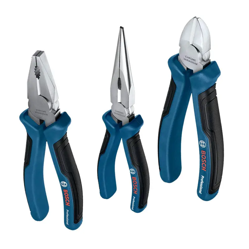 Bosch 3-Piece Pliers Kit – Combo, Long-Nose & Cutter (1600A016Bg) 1