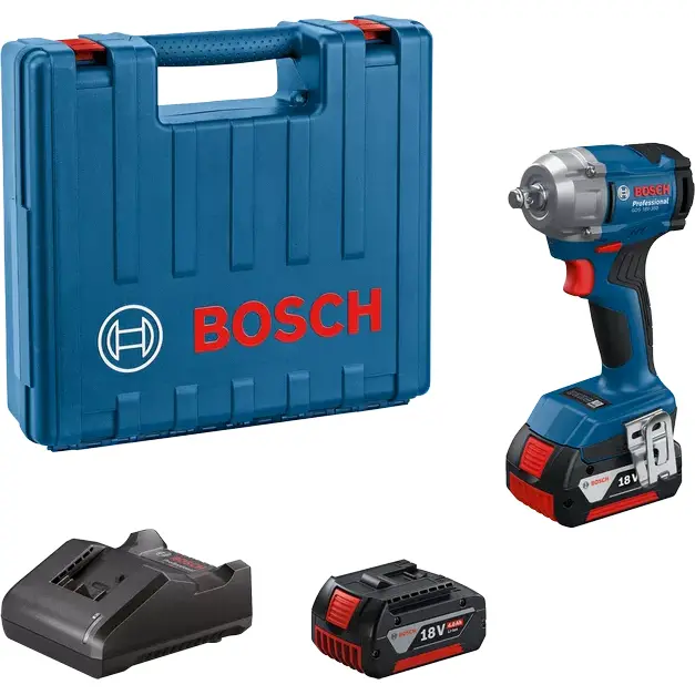 Bosch Gds 18V-350 Cordless Impact Wrench – 1/2" Square Drive, 350Nm Max Torque [Tool + Battery + Charger Kit] 1