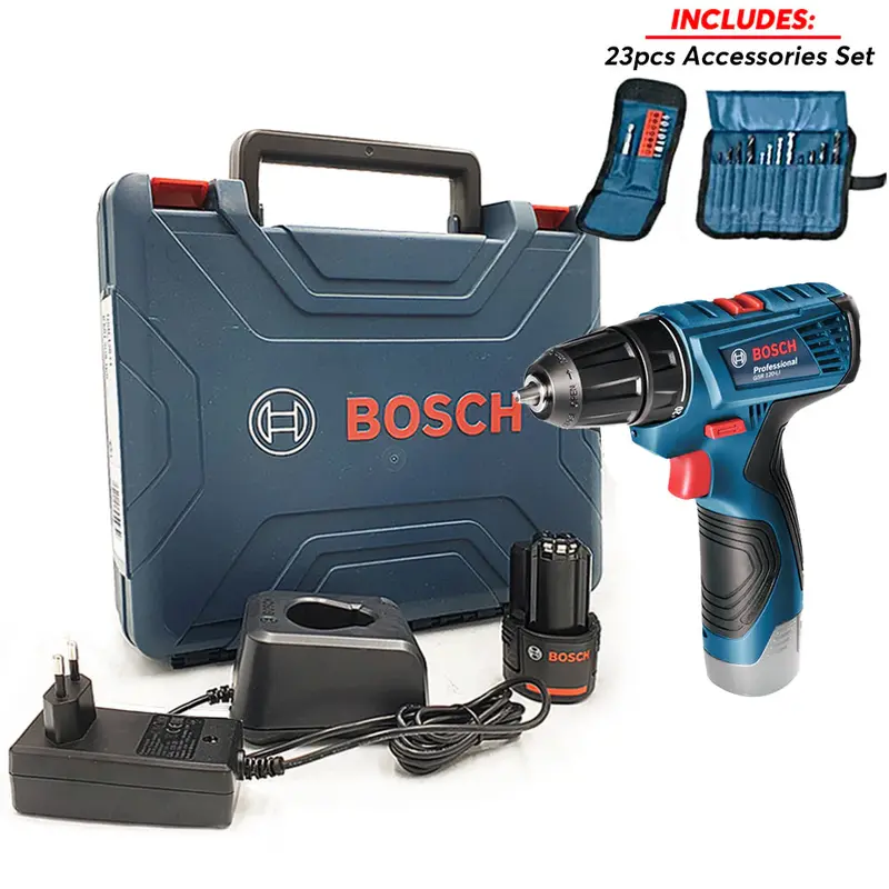 Bosch Gsr 120-Li 12V Cordless Drill Driver With Impact Function & 23-Piece Accessory Kit (06019G80K5) 1