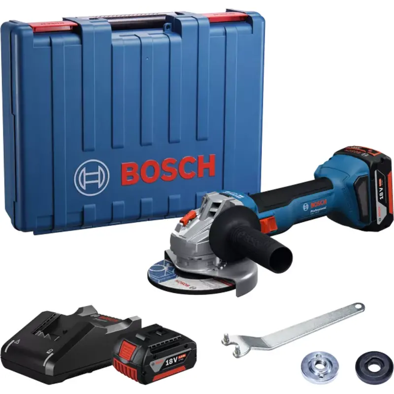 Bosch Gws 18V-8 Cordless 4" Angle Grinder – Lightweight 18V Version (Tool + Battery + Charger Kit) 1