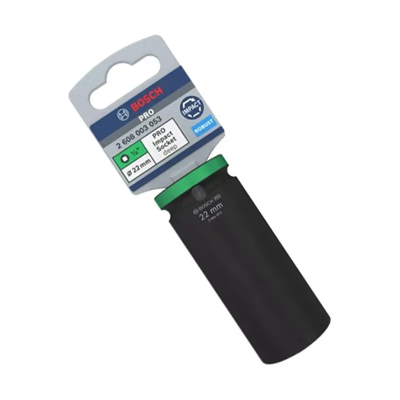 Bosch Pro 1/2" Drive Deep Impact Socket – Individual Green-Anodized Socket 1