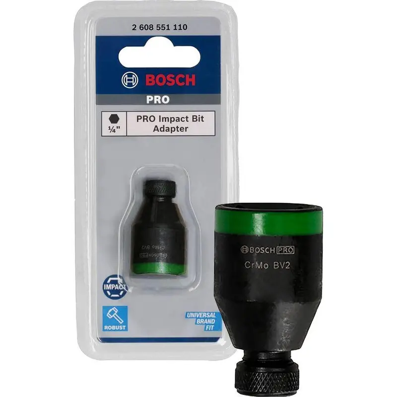 Bosch Pro 1/2" To 1/4" Hex Bit Adapter For Impact Tools (2608551110) 1