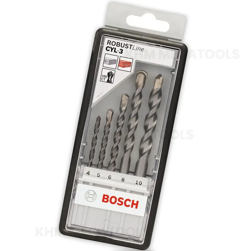 Bosch Robust Line Cyl-3 Concrete & Masonry Drill Bit Set — 5-Piece (4, 5, 6, 8, 10 Mm) [2607010524] 1
