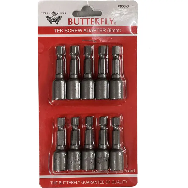 Butterfly #808-8 Magnetic Tek Screw Adapter – 8Mm Diameter (Pack Of 10) 1