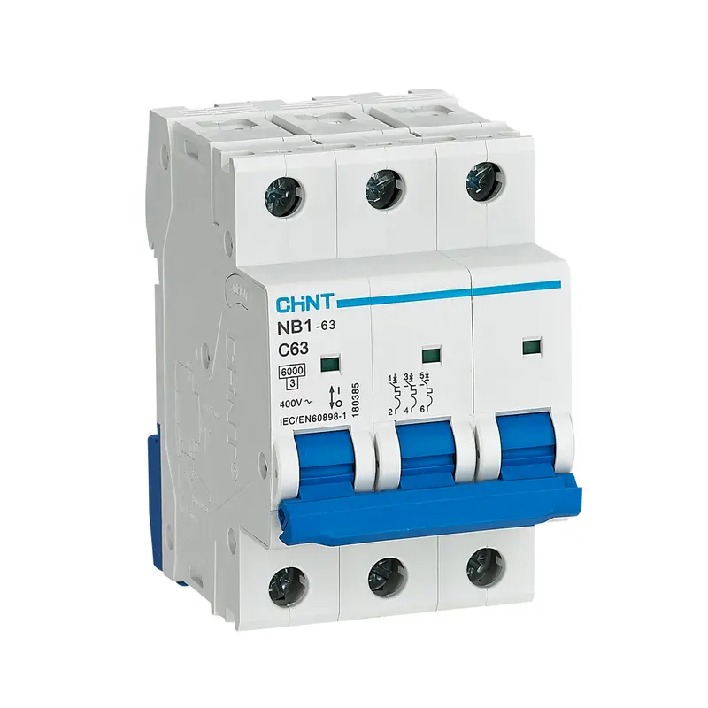 Chint Nb1-63 3-Pole 6Ka Miniature Circuit Breaker With On/Off Status Indicator – 3-Module Design 1