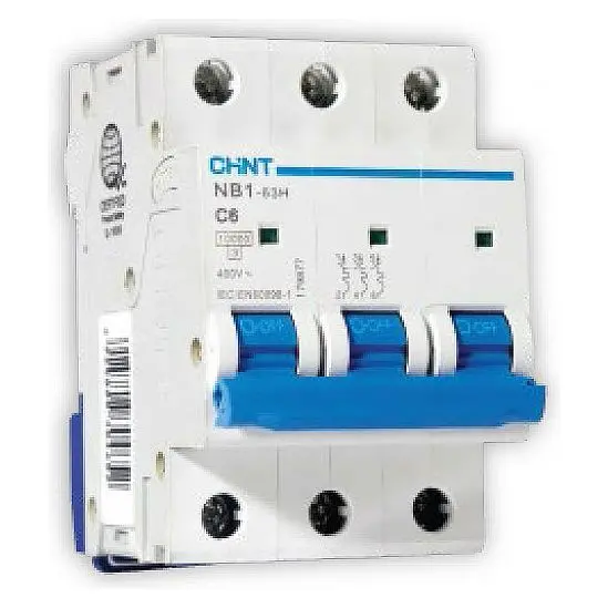 Chint Nb1-63H 3-Pole 10Ka Miniature Circuit Breaker With Dual-State Indicator – 3-Module Configuration 1
