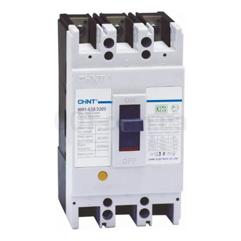 Chint Nm1-63S/3300 3-Pole Moulded Case Circuit Breaker – Type S, 63A Rating 1