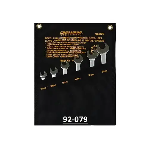 Crossman 6-Piece Thin Combination Wrench Set – 10–19Mm 1