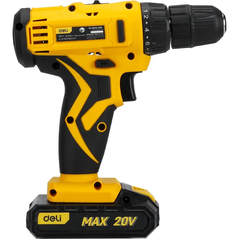 Deli Edl-Cz20-E1D2 20V Cordless Impact Drill — 3/8" Chuck, Brushless Motor 1