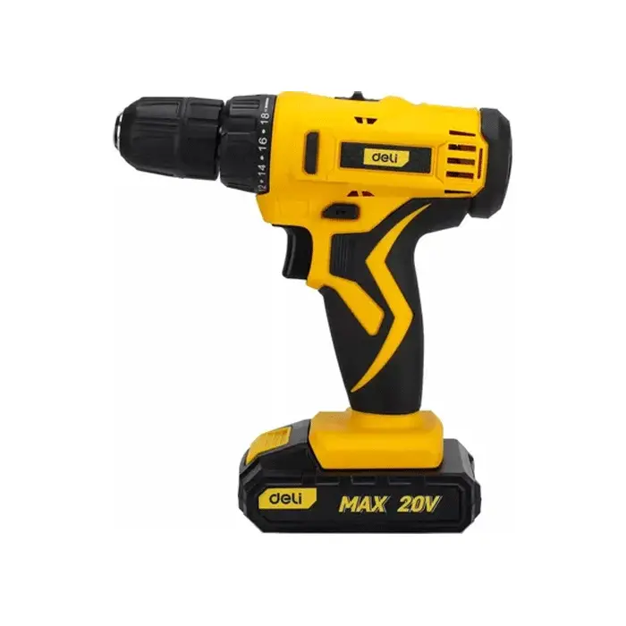 Deli Edl-Dz20-E1D1 20V Cordless Impact Drill — 3/8" Chuck, High-Torque Mode 1