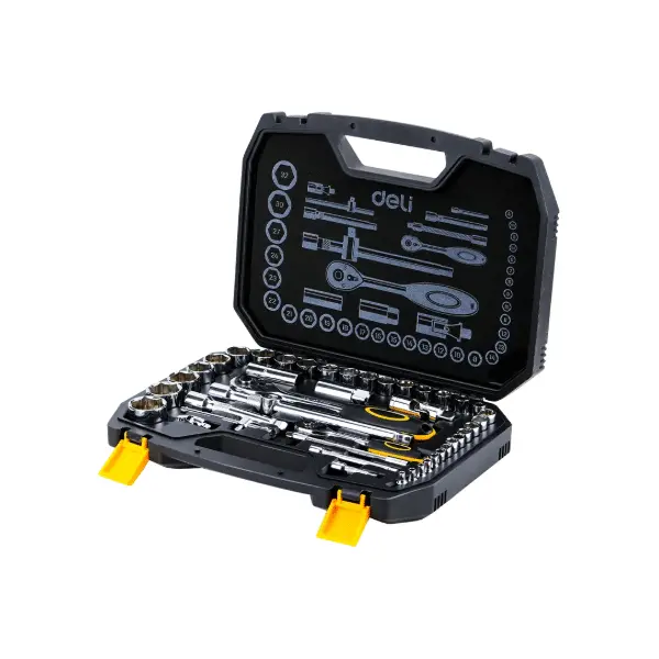 Deli Edl1044 Dual-Drive Socket Set – 44-Piece (1/4" + 1/2") Comprehensive Kit 2