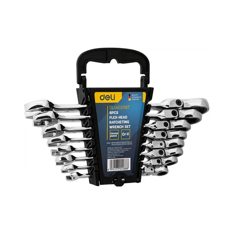 Deli Edl140208T 8-Piece Adjustable-End Ratchet Wrench Kit 1