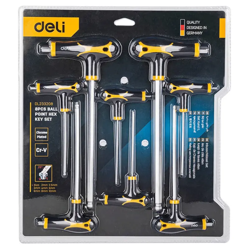 Deli Edl233208 8-Piece T-Type Ball-End Hex Key Set 1