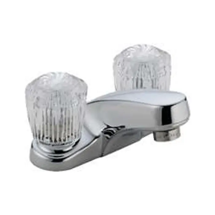Delta Two-Handle Centerset Lavatory Faucet – Acrylic Handles, No Pop-Up Assembly 1