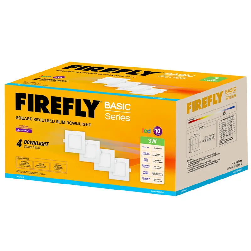 Firefly V40Edl1136 Value Pack: 4X Slim Square Surface-Mount Led Downlights 1