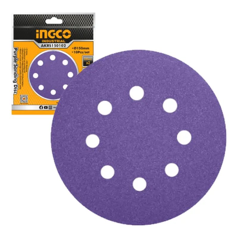 Ingco 10-Pack Purple-Grit Orbital Sander Sheets – 150Mm Size 1