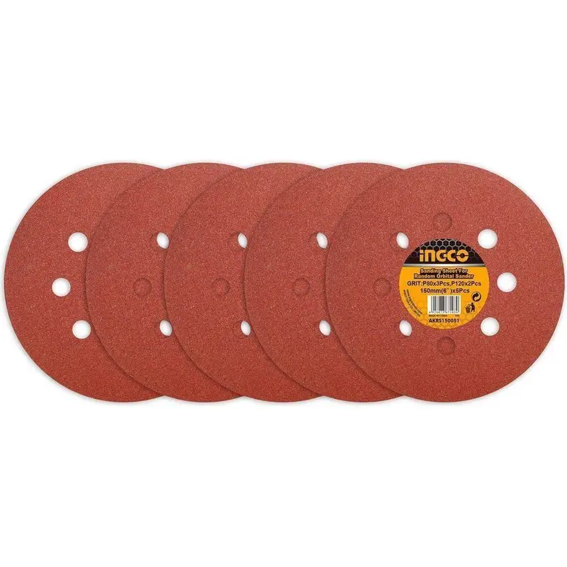 Ingco 125Mm Random Orbital Sander Disc Set – 50-Piece Grit-Assorted Pack 1