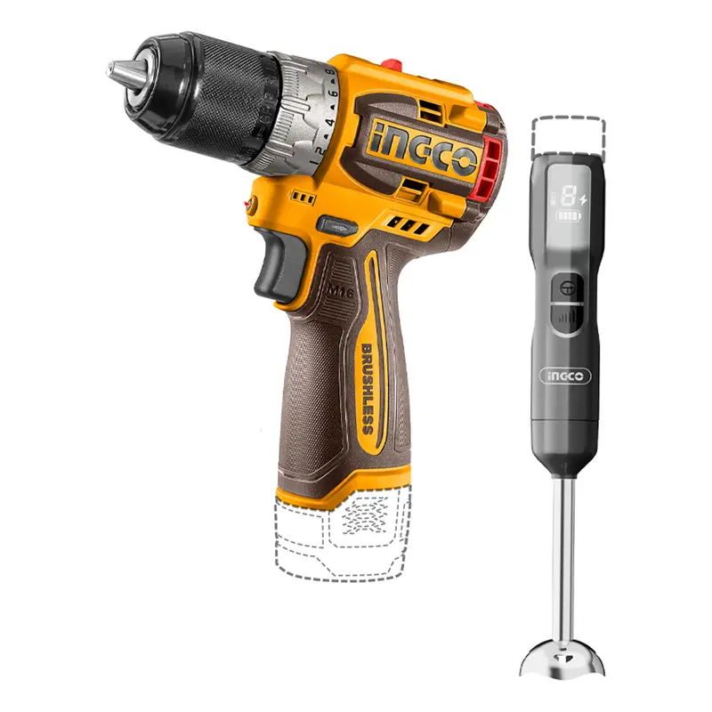 Ingco 16V Cordless Drill And Hand Blender 2-Piece Combo Kit With 2.0Ah Battery 1