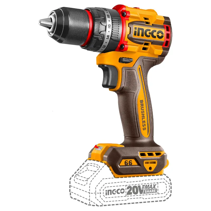 Ingco 20V Brushless Cordless Impact Drill (Tool-Only, No Battery) 1