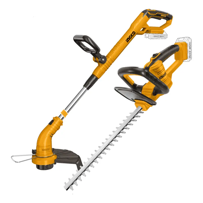 Ingco 20V Cordless Grass Trimmer & Hedge Trimmer Kit – 2-Piece Landscaping Set 1