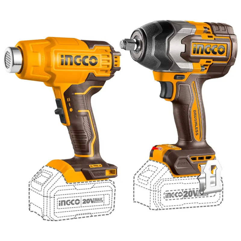 Ingco 20V Cordless Impact Wrench & Heat Gun Combo – 4.0Ah Battery Included 1