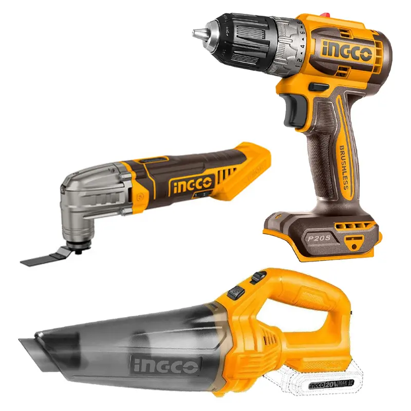 Ingco 20V Triple-Tool Cordless Combo Kit – 3-Piece Set With 2.0Ah Batteries 1