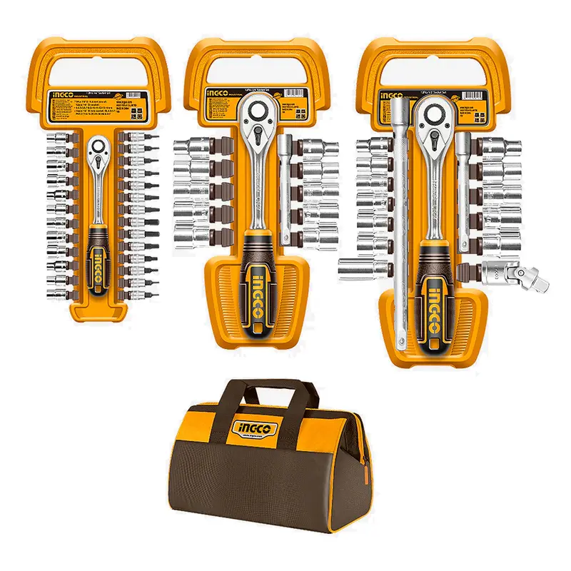 Ingco 57-Piece Metric Socket Set (1/4", 3/8", 1/2" Drive) 1