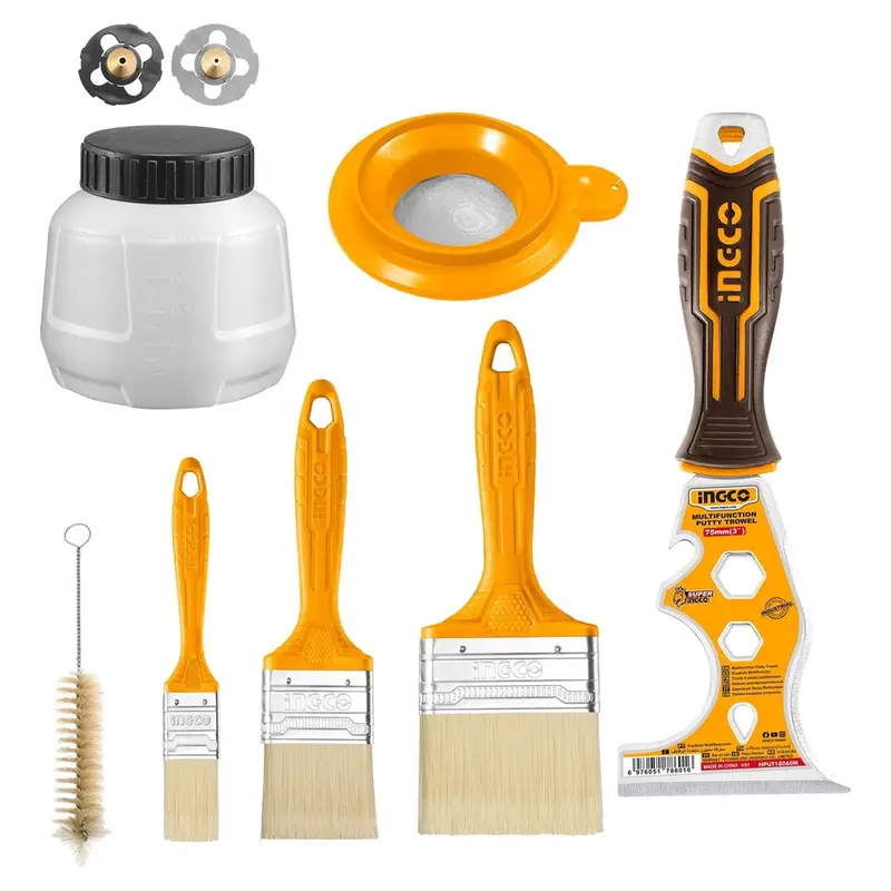 Ingco 9-Piece Painting Accessories Kit – Brushes, Rollers & Tray Liners 1