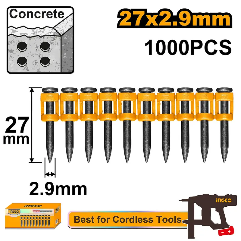 Ingco Ana02271 Continuous-Fire 27Mm Brad Nails (2.9Mm Diameter) 1