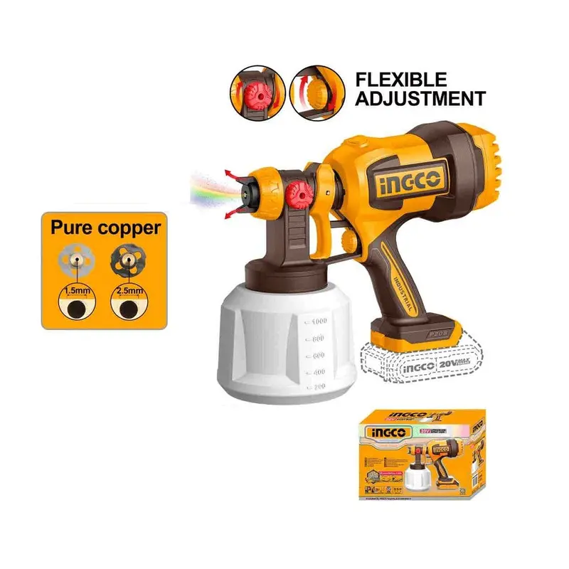 Ingco Csgli2004 20V Cordless Hvlp Paint Spray Gun – Bare Tool 1