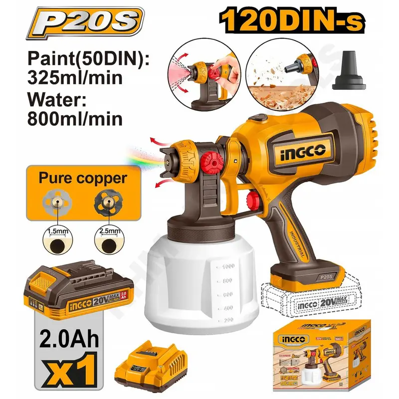 Ingco Csgli20042 Li-Ion Spray Gun 20V 1
