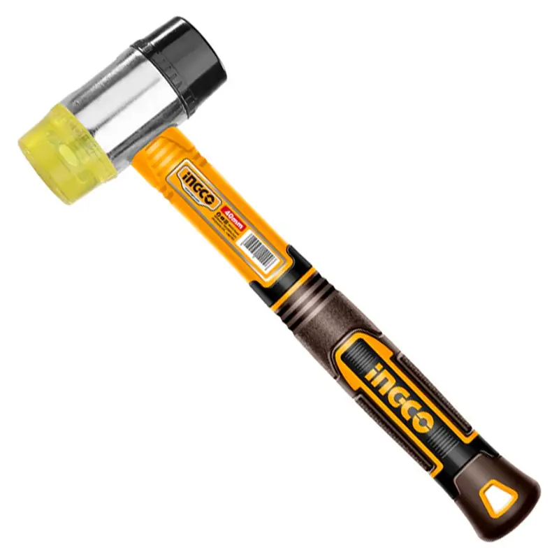 Ingco Dual-Material Hammer: Rubber + Plastic Head, Fiberglass Shaft 1