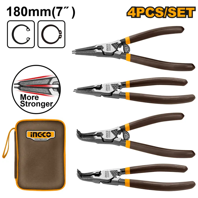 Ingco Hccps26180 Circlip Pliers Set – 4-Piece Internal & External Retaining Ring Tool Kit 1