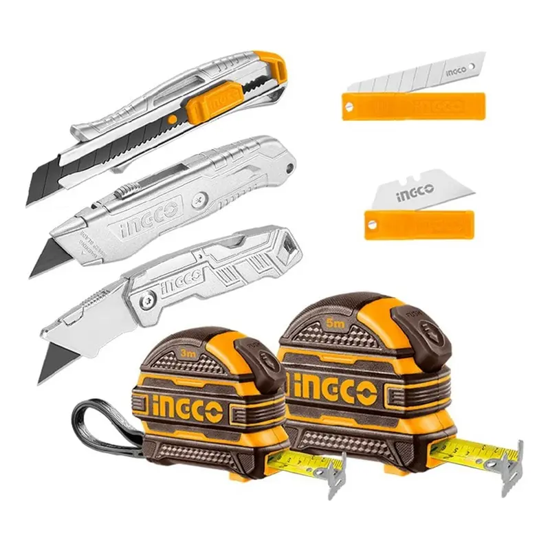 Ingco Measuring Tape And Utility Knife Combo Set 1