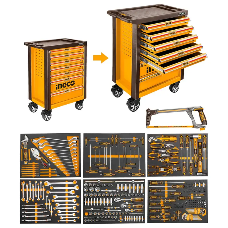 Ingco Mobile Roller Tool Cabinet – 328-Piece Complete Hand Tool Set 1