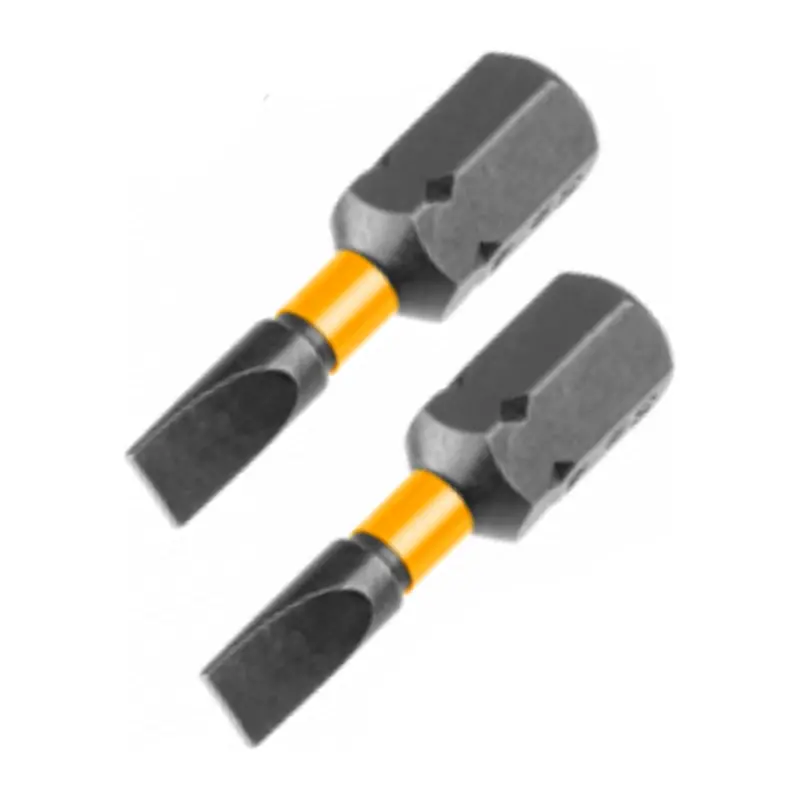 Ingco Sl4 X 25Mm Impact-Grade Flathead Screwdriver Bit – 2-Piece Set 1