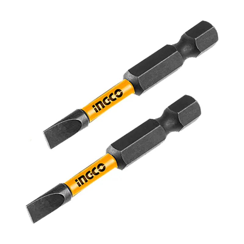 Ingco Sl4 X 50Mm Heavy-Duty Flat Screwdriver Bit – Twin-Pack 1