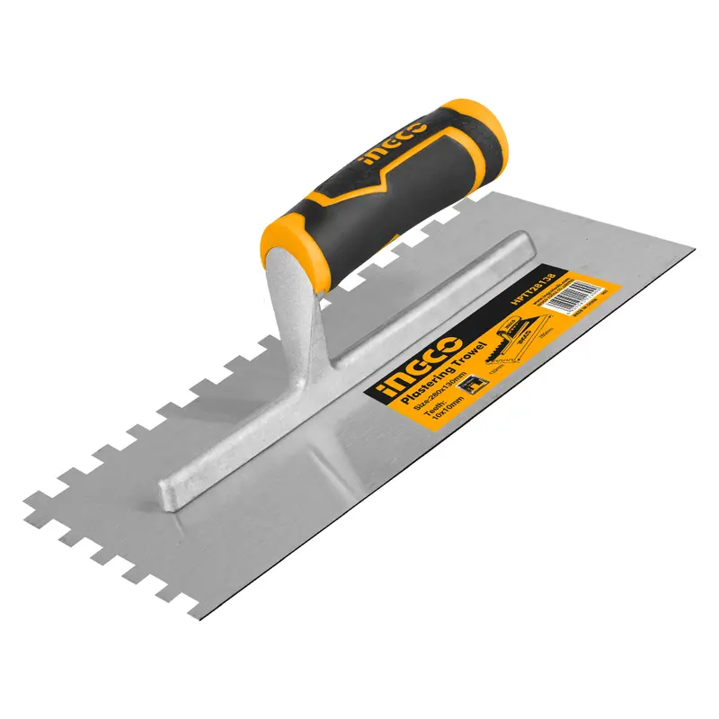 Ingco Toothed Plastering Trowel – 280 × 130 Mm Stainless Blade 1