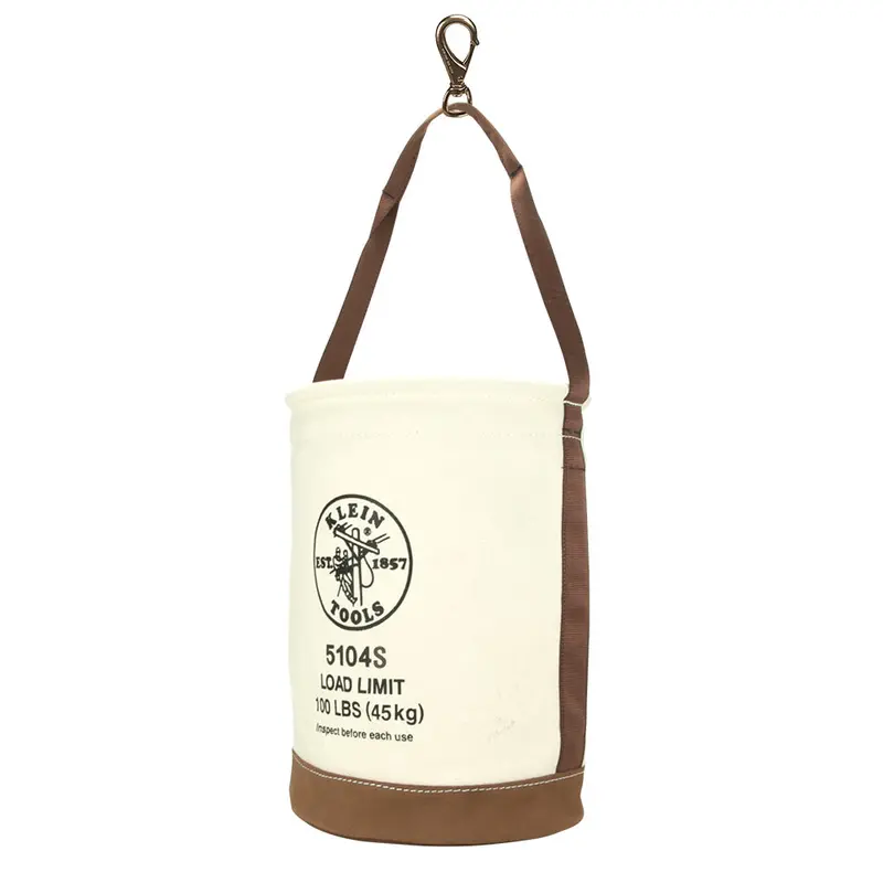 Klein 5104S 12-Inch Swivel-Snap Canvas Bucket – Reinforced Leather Base 1