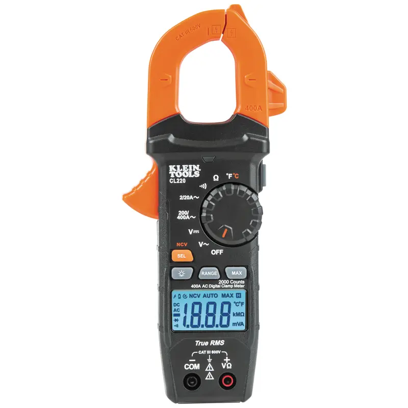 Klein Cl220 Digital Clamp Meter – True Rms Ac/Dc Current & Voltage Tester 1