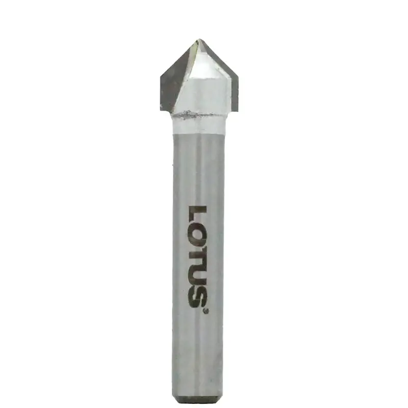 Lotus 90° V-Groove Router Bit – 1/4" Shank, Deep-Cut Carbide Design 1