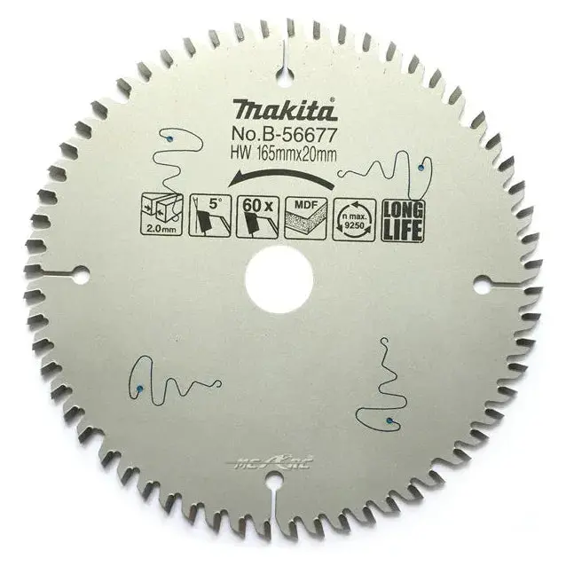 Makita 165Mm Mdf-Cut Circular Saw Blade – 20Mm Arbor, 60 Tooth Tct 1