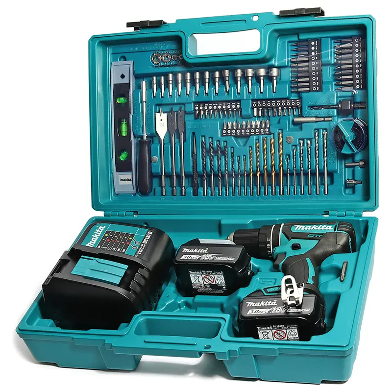 Makita 18V Hammer Driver-Drill Kit – 13Mm Chuck + 101-Piece Tool Set (Dhp482Sfx7) 1