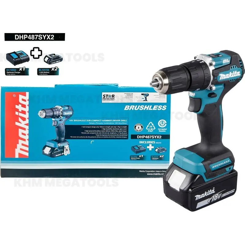 Makita Dhp487Syx2 18V Lxt Cordless Hammer Drill Kit – 13Mm Chuck, 40Nm Torque 1