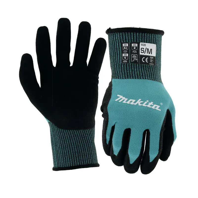 Makita Fitknit Nitrile-Dipped Work Gloves – Cut Resistance Level A1 / Ansi Level 7 1