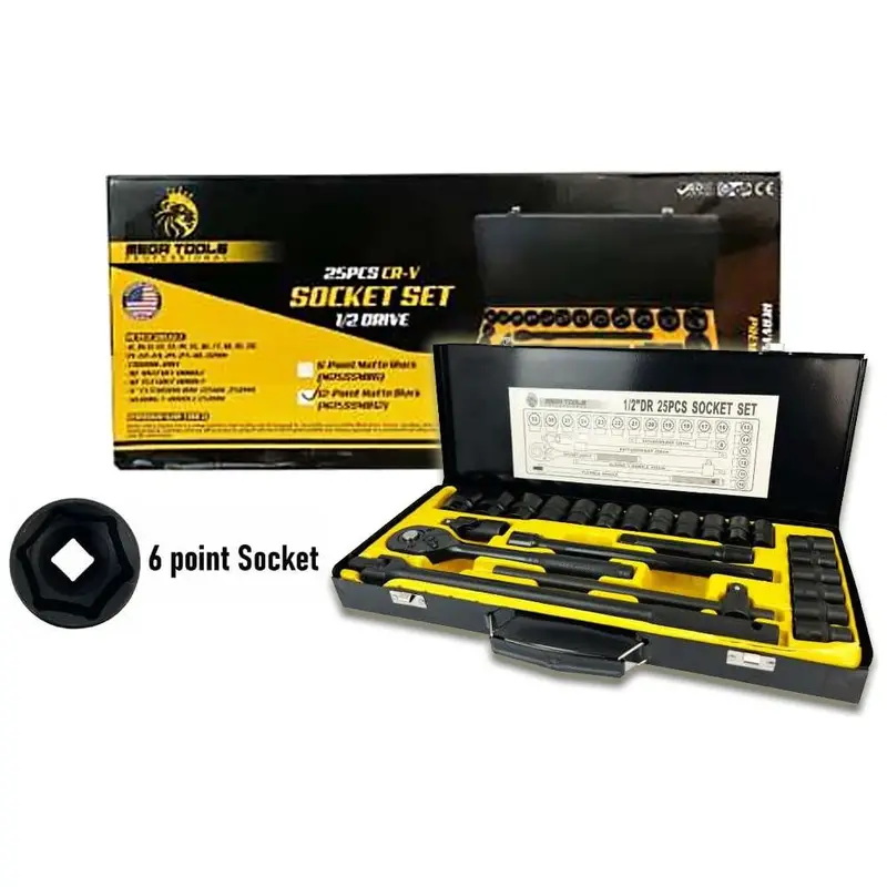 Megatools 25-Piece 1/2" Drive 6-Point Matte Black Socket Wrench Set (M25Ssmb6) 1