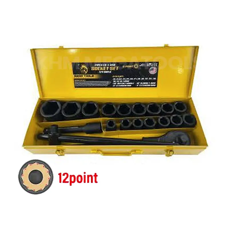 Megatools M21Ss34D12P 21-Piece 12-Point 3/4" Drive Socket Set 1