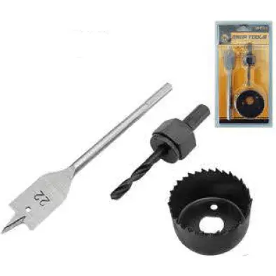 Megatools Mhs03 3-Piece Hole Saw Kit – Includes Arbors & Pilot Bits For Door Lock Installation 1