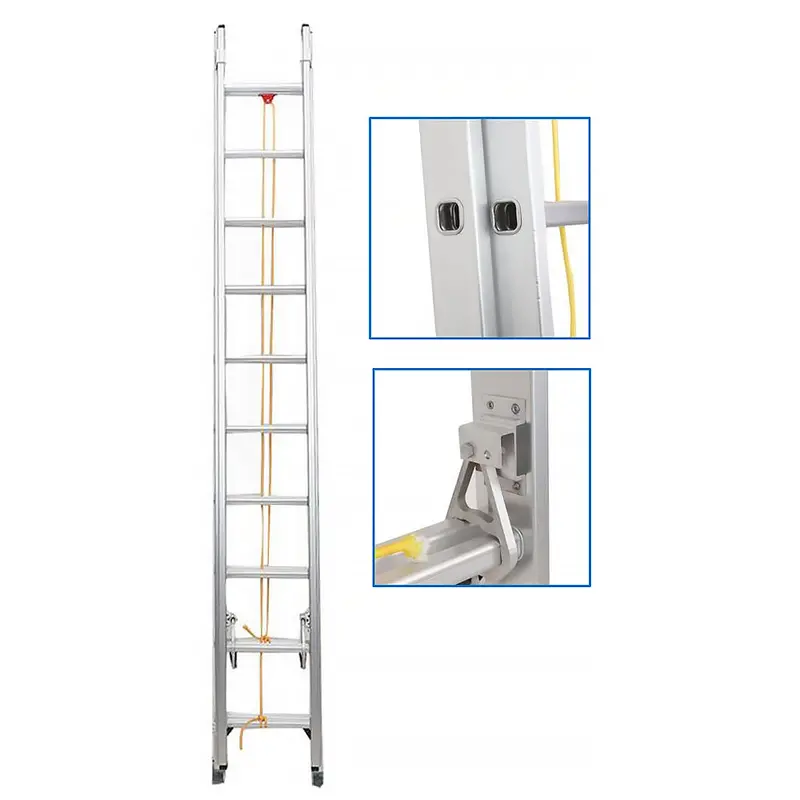 Miller Aluminum Telescoping Extension Ladder With Yellow Safety Rope 1