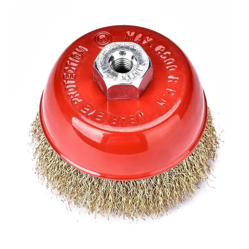 Mpt Crimped-Wire Cup Brush With Mounting Nut For Angle Grinders 1